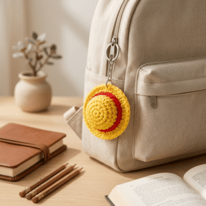 Geschenk zum Schulanfang, Häkel Schlüsselanhänger als Schulranzen-Anhänger, handgemachtes Einschulungsgeschenk für Schulkind