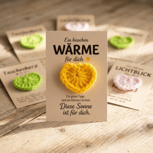 Glücksbringer Taschenherz mit Karte, kleines handgemachtes Geschenk, Mutmacher, Prüfung Geschenk, Geschenk für Freundin